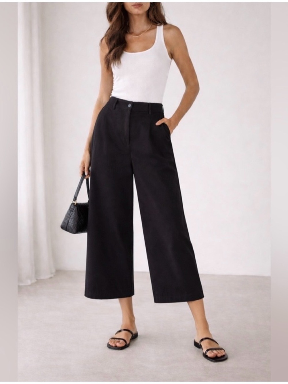 COS Wide Leg Crop Pants in Navy